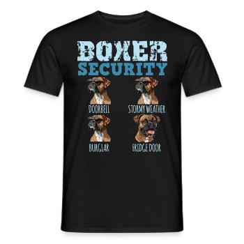 Boxer allemand Propriétaire BOXER SECURITY Drôle - T-shirt homme - noir - Devant - AI Model Male 178 light (178cm)