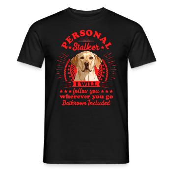 Labrador PERSONAL STALKER Funny Labrador - Men's T-Shirt - black - Front - AI Model Male 178 light (178cm)