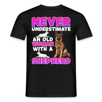 Chiens Mamie NE SOUS-ESTIMEZ JAMAIS UNE VIEILLE FEMME ALLEMANDE - T-shirt homme - noir - Devant - AI Model Male 178 light (178cm)