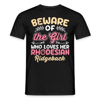 Hundemama MÉFIEZ-VOUS DE LA FILLE QUI AIME LE RHODÉSIEN - T-shirt homme - noir - Devant - AI Model Male 178 light (178cm)