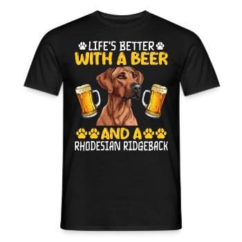 Ridgeback LA VIE EST MEILLEURE AVEC DE LA BIÈRE ET - T-shirt homme - noir - Devant - AI Model Male 178 light (178cm)