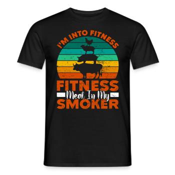 Griller J’AIME LA VIANDE DE FITNESS DANS MON FUMOIR Drôle - T-shirt homme - noir - Devant - AI Model Male 178 light (178cm)