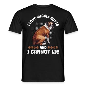 Boxer owner I LOVE WIGGLE BUTTS AND CANNOT LIE - Men's T-Shirt - black - Front - AI Model Male 178 light (178cm)