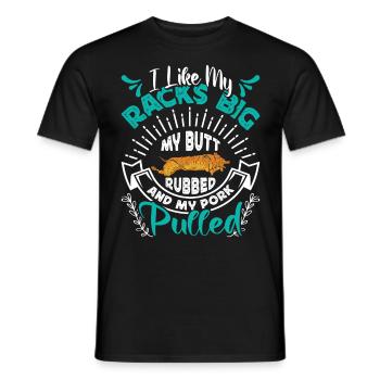 Amateur de viande J’AIME MES CARRÉS GROS PORC EFFILOCHÉ - T-shirt homme - noir - Devant - AI Model Male 178 light (178cm)