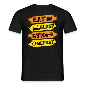 EAT SLEEP GYM REPEAT. Fitness, Sports, Training, - Men's T-Shirt - black - Front - AI Model Male 178 light (178cm)