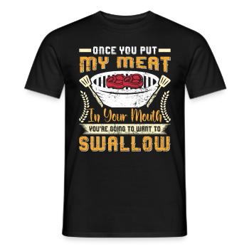 Grillparty UNE FOIS QUE TU AS MIS MA VIANDE DANS TA BOUCHE BBQ - T-shirt homme - noir - Devant - AI Model Male 178 light (178cm)