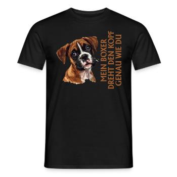 Hundebesitzer MEIN BOXER DREHT DEN KOPF WIE DU - Männer T-Shirt - Schwarz - Vorne - AI Model Male 178 light (178cm)
