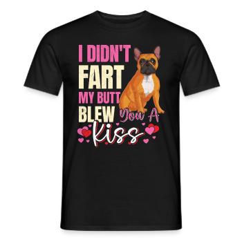 Frenchie N’A PAS PET MES FESSES T’ONT SOUFFLÉ UN BAISER Lustig - T-shirt homme - noir - Devant - AI Model Male 178 light (178cm)