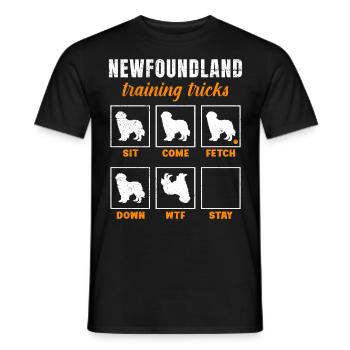 Propriétaire de Newfie ASTUCES D’ENTRAÎNEMENT DE TERRE-NEUVE - T-shirt homme - noir - Devant - AI Model Male 178 light (178cm)