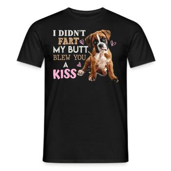 German Boxer DIDN'T FART MY BUTT BLEW A KISS - Men's T-Shirt - black - Front - AI Model Male 178 light (178cm)