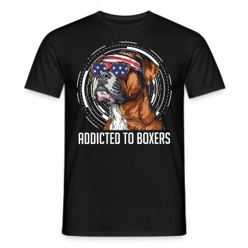 German Boxer ADDICTED TO BOXER Beer Fan - Men's T-Shirt - black - Front - AI Model Male 178 light (178cm)