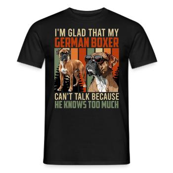 Boxer GLÜCKLICH MEIN BOXER KANN NICHT SPRECHEN - Männer T-Shirt - Schwarz - Vorne - AI Model Male 178 light (178cm)
