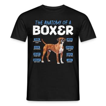 Boxer Besitzer ANATOMY OF A BOXER Lustig Deutscher - Männer T-Shirt - Schwarz - Vorne - AI Model Male 178 light (178cm)
