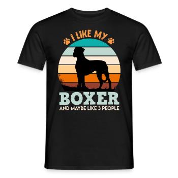 German Boxer LIKE MY BOXER AND MAYBE 3 PEOPLE - Men's T-Shirt - black - Front - AI Model Male 178 light (178cm)