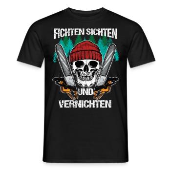 Spruce Sifting Destroying Tree Cutters Lumberjacks - Men's T-Shirt - black - Front - AI Model Male 178 light (178cm)