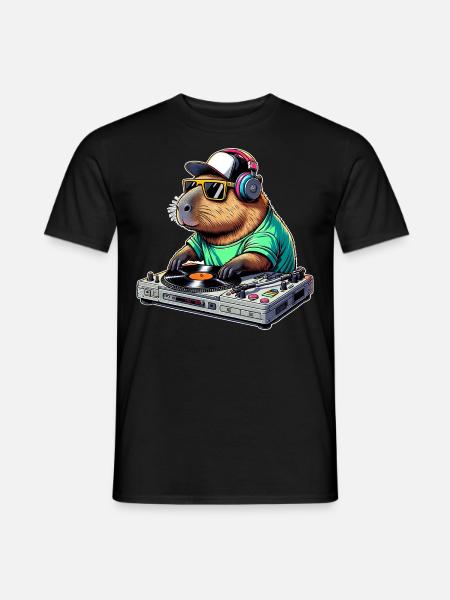 Capybara Dj - Männer T-Shirt - Schwarz