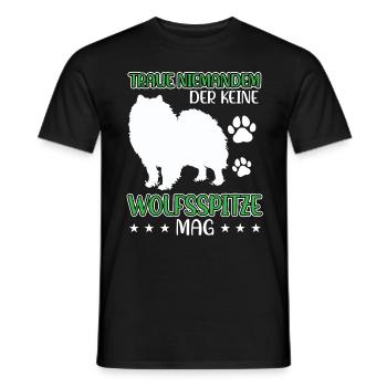 Wolfspitz ne fait pas confiance à Keeshond - T-shirt homme - noir - Devant - AI Model Male 178 light (178cm)
