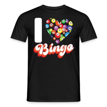 Bingo Player Heart I Love Bingo - Men's T-Shirt - black - Front - AI Model Male 178 light (178cm)