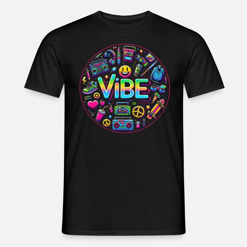 Retro-Vibe: Neon Buzz - Männer T-Shirt - Schwarz