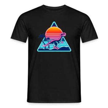 Dinosaure rétro dans le Triangle des années 80 - T-shirt homme - noir - Devant - AI Model Male 178 light (178cm)