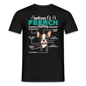 Frenchie ANATOMY OF A FRENCH BULLDOG Funny - Men's T-Shirt - black - Front - AI Model Male 178 light (178cm)