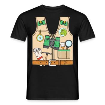 Dino Explorer Vest Dinosaur Safari Costume - Men's T-Shirt - black - Front - AI Model Male 178 light (178cm)