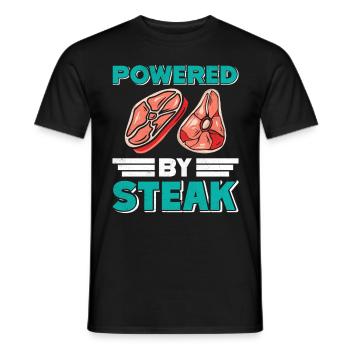 MEAT LOVERS POWERED BY STEAK Fun - Men's T-Shirt - black - Front - AI Model Male 178 light (178cm)