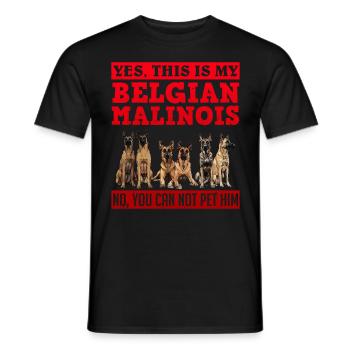 Propriétaire C’EST MON MALINOIS BELGE QUE VOUS NE POUVEZ PAS CARESSER - T-shirt homme - noir - Devant - AI Model Male 178 light (178cm)