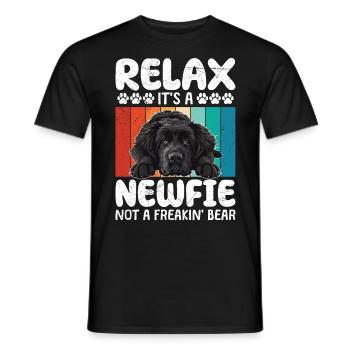 Newfoundland RELAX IT'S A NEWFIE NOT A BEAR - Men's T-Shirt - black - Front - AI Model Male 178 light (178cm)