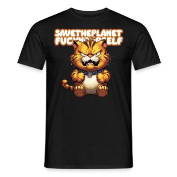 Angry Cat - Männer T-Shirt - Schwarz - Vorne - AI Model Male 178 light (178cm)