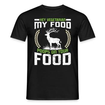 VÉGÉTARIENS! MA NOURRITURE FAIT CACA SUR VOTRE NOURRITURE Lustiges - T-shirt homme - noir - Devant - AI Model Male 178 light (178cm)