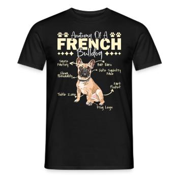 Frenchie ANATOMY OF A FRENCH BULLDOG Funny - Men's T-Shirt - black - Front - AI Model Male 178 light (178cm)