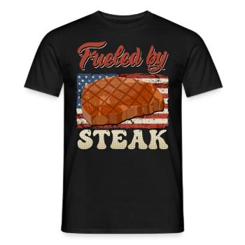 Meat Lovers FUELED BY STEAK Barbecue Party Funny - Men's T-Shirt - black - Front - AI Model Male 178 light (178cm)