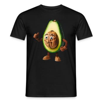 Cute avocado with walnut kernel! - Men's T-Shirt - black - Front - AI Model Male 178 light (178cm)