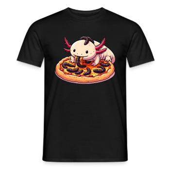 Pizza Party for Axolotl - Men's T-Shirt - black - Front - AI Model Male 178 light (178cm)