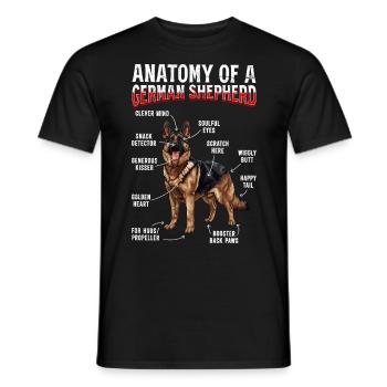 Deutscher Schäferhund ANATOMY OF GERMAN SHEPHERD - Männer T-Shirt - Schwarz - Vorne - AI Model Male 178 light (178cm)
