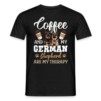 Kaffeetrinker Coffee and my German Shepherd my - Men's T-Shirt - black - Front - AI Model Male 178 light (178cm)