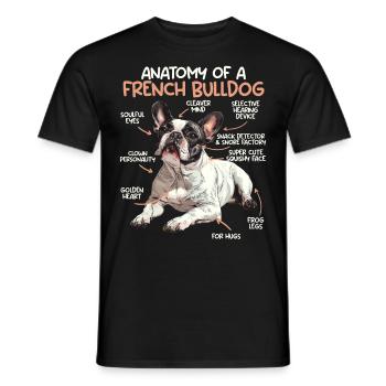 Anatomy French Bulldog Owner Funny - Men's T-Shirt - black - Front - AI Model Male 178 light (178cm)