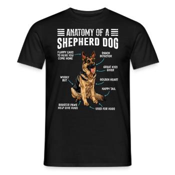 Anatomie d’un berger berger allemand - T-shirt homme - noir - Devant - AI Model Male 178 light (178cm)