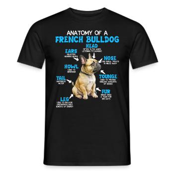 Bulldog Owner Anatomy of a French Bulldog - Men's T-Shirt - black - Front - AI Model Male 178 light (178cm)