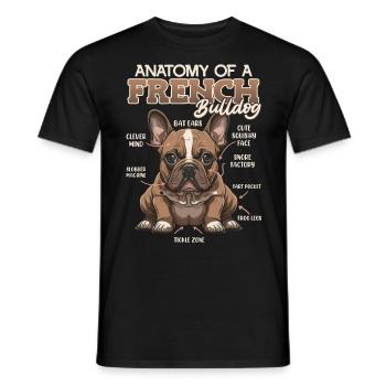 Anatomy French Bulldog Owner Funny - Men's T-Shirt - black - Front - AI Model Male 178 light (178cm)