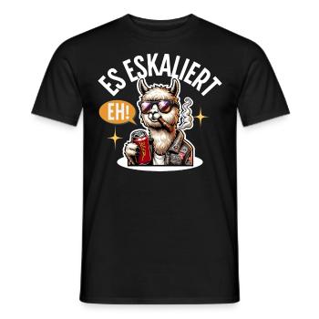 Es Eskaliert Eh Alpaka Bier Party Saufen - Männer T-Shirt - Schwarz - Vorne - AI Model Male 178 light (178cm)