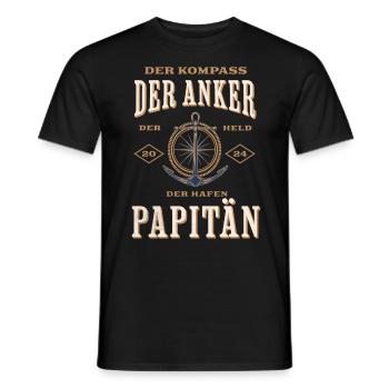 Papitän Papa Kapitän Vatertag Captain Anker Segler - Männer T-Shirt - Schwarz - Vorne - AI Model Male 178 light (178cm)