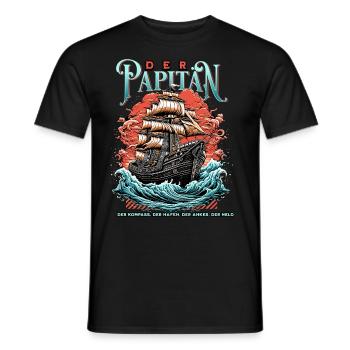 Papitän Papa Kapitän Vatertag Captain Anker Segler - Männer T-Shirt - Schwarz - Vorne - AI Model Male 178 light (178cm)