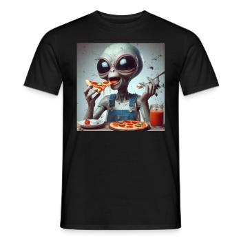 Pizza extraterrestre amusante - T-shirt homme - noir - Devant - AI Model Male 178 light (178cm)