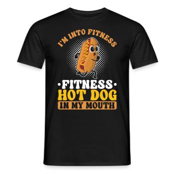 Hot Dog Adult Pun I'm Into Fitness - Men's T-Shirt - black - Front - AI Model Male 178 light (178cm)