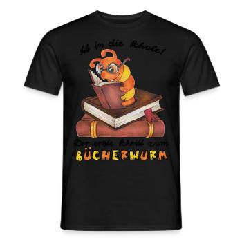 Niedlicher Bücherwurm Geschenk Lesen Schulkind - Männer T-Shirt - Schwarz - Vorne - AI Model Male 178 light (178cm)