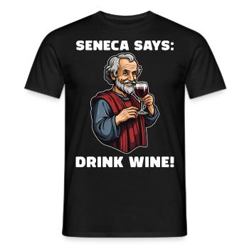 Seneca Wein Rotwein Stoizismus Stoiker Philosoph - Männer T-Shirt - Schwarz - Vorne - AI Model Male 178 light (178cm)