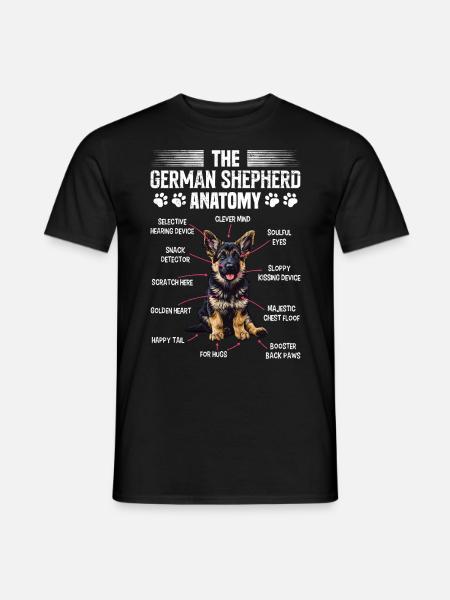 Tysk Shepherd Anatomy Tysk Shepherd Fan Element - T-skjorte herre - svart
