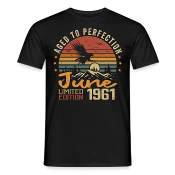 Vintage Juin 1961 Juin 1961 né en Juin 1961 Rétro - T-shirt homme - noir - Devant - AI Model Male 178 light (178cm)